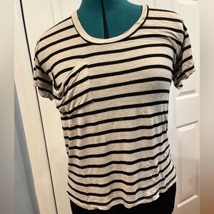 KAIN beige & black-stripped pocketed tee